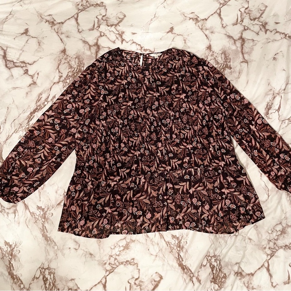 Floral Ling Sleeve Blouse 2X